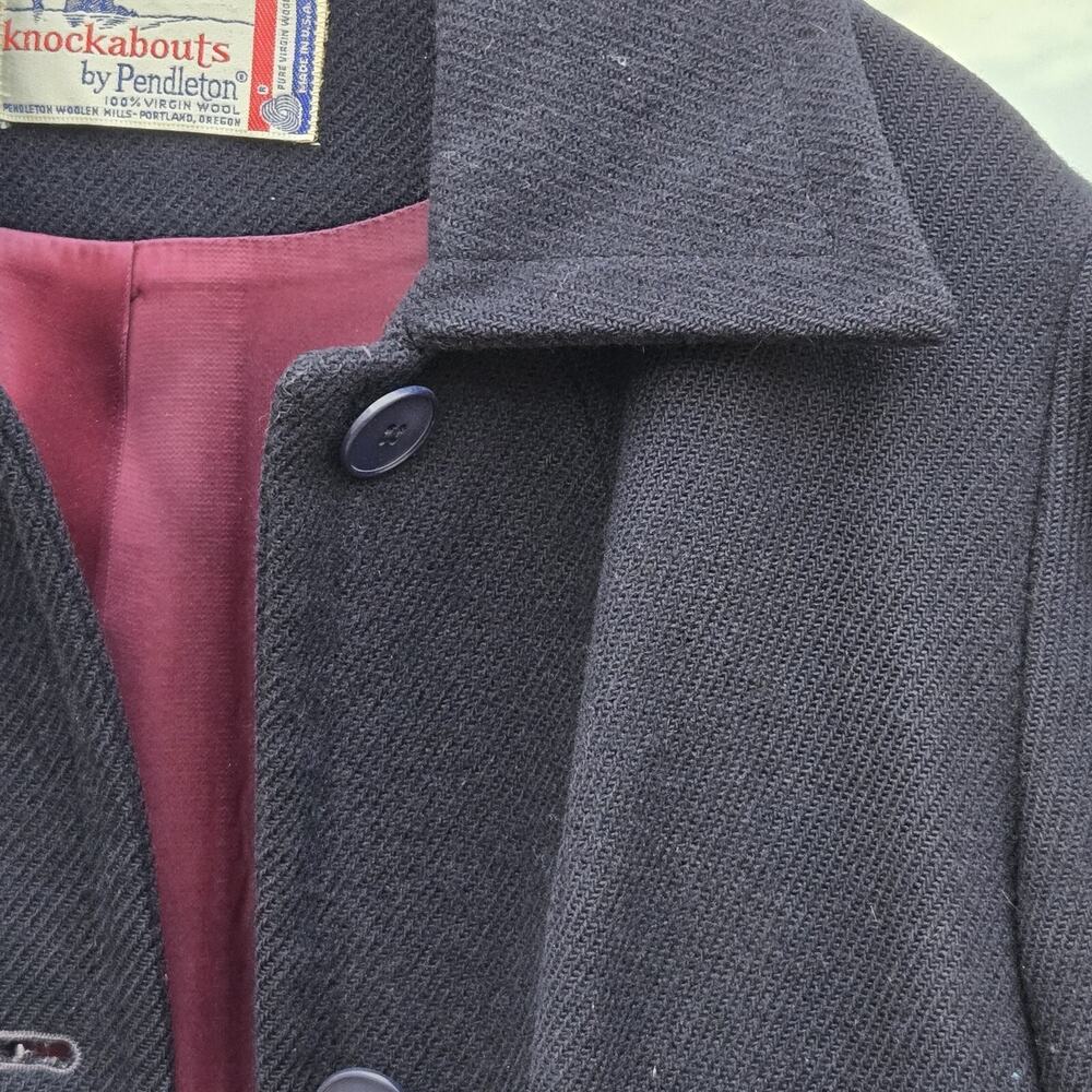 Vintage Pendleton‎ 100% Virgin Wool Knockouts By Pendleton Navy Coat Jacket M/L? - Picture 6 of 11